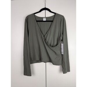 Athleta Fast Track With Ease Rib Reversible Top Green XL 524809-00-2-0005‎